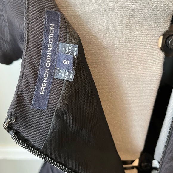 French Connection Black Fit & Flare Dress with Boat Neck and Scoop Back Size 8 - Picture 4 of 4